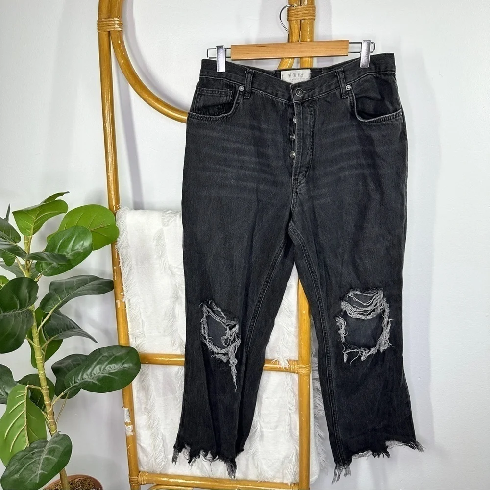 Free People Maggie Straight Leg Light Vintage Black sz 30